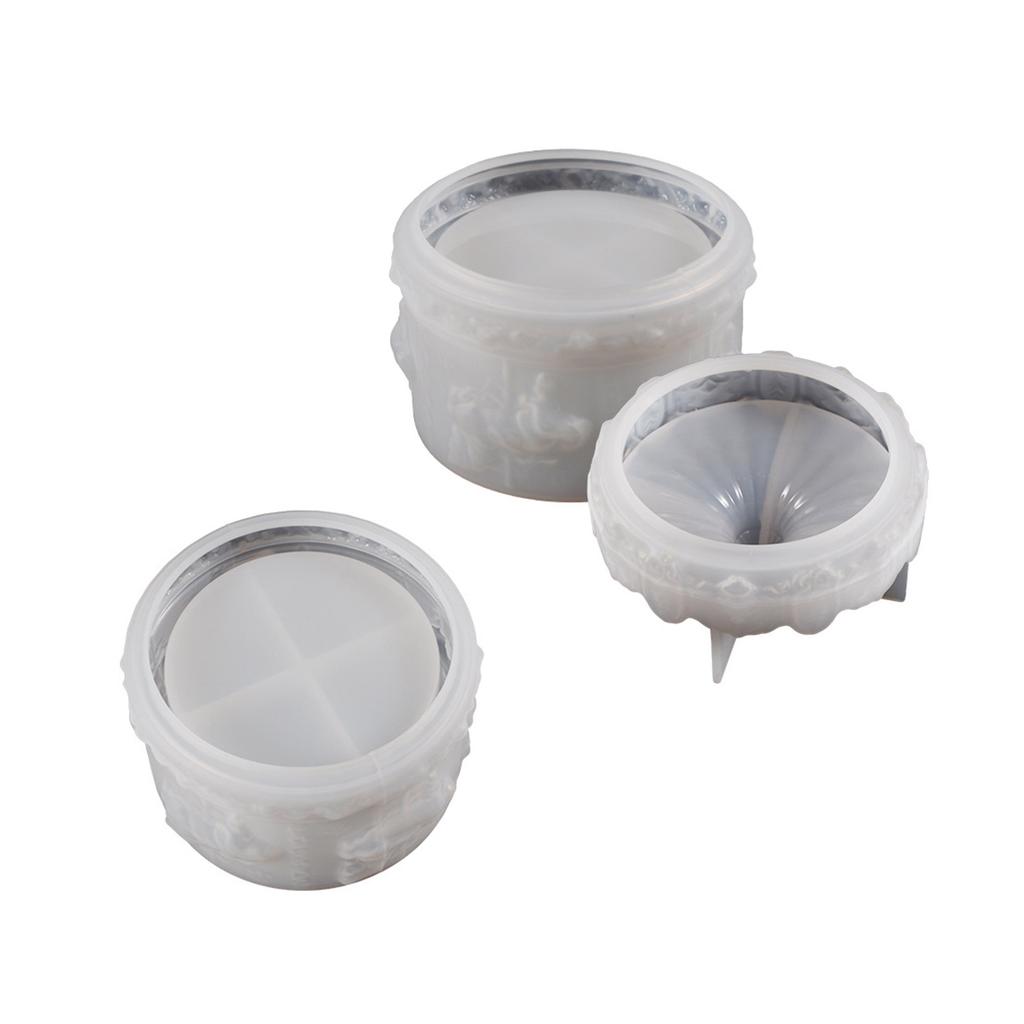 Rotate Horse-shaped Silicone Mold Epoxy Resin Casting Mould for DIY Storage Box, Makeup Brush Holder and Handmade Craft