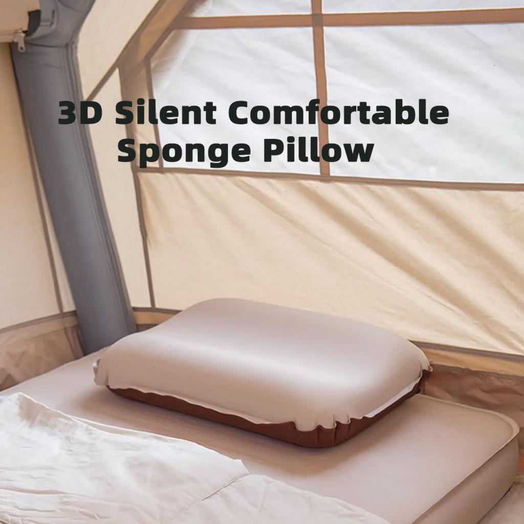 Sponge Pillow Automatic Inflatable Pillow Camping Tent Air Cushion Pillow for Camping Traveling Hiking Portable Cervical Pillow