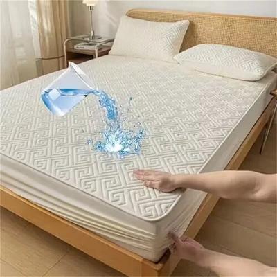 Waterproof Fitted Sheet Anti-bacterial Anti-mite Bedding Mattress Cover Non-slip Bed Cover Protector for Home Bedroom Bedspreads