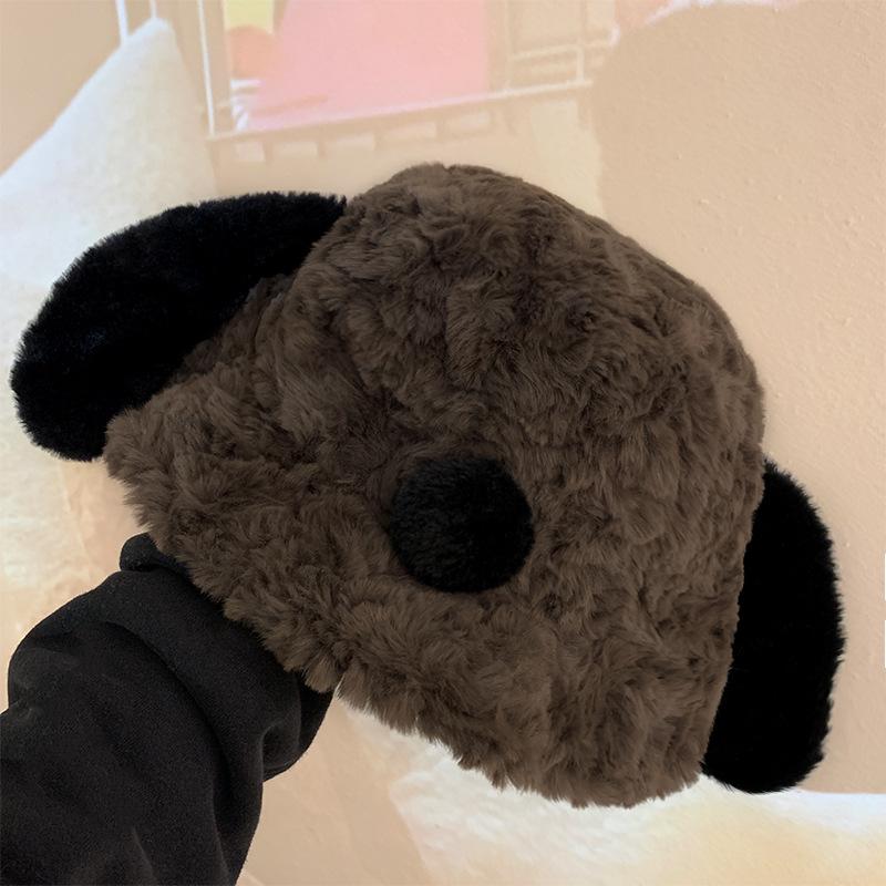 

Милая и игривая маленькая шапка-плюш в виде собаки Пача женская зимняя для лица маленькая для велоспорта теплая для защиты ушей отправить подругам M（56-58cm） темный кофе