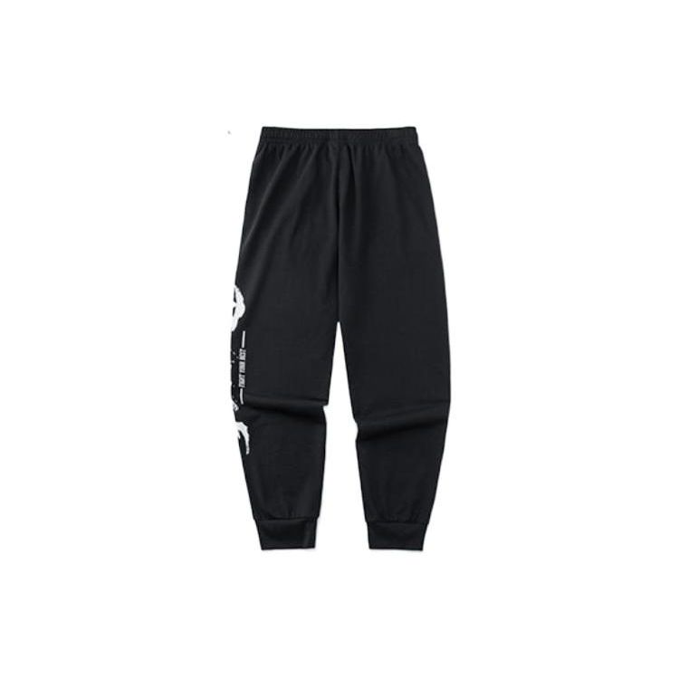 Anta Cross-Training Series Elastic Waist Joggers with Typographic Print Men Bottoms Black 152227301-1