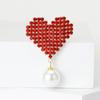 Valentine's Day Romantic Rhinestone Heart Brooches for Women Pearl Love Pins Banquet Party Backpack Gifts Jewelry Accessories