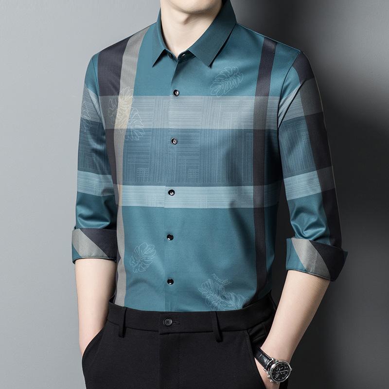 Fashion Striped Long-sleeved Shirt Men Spring and Autumn New Youth Business Casual Shirt Fashionable Men Handsome Shirt