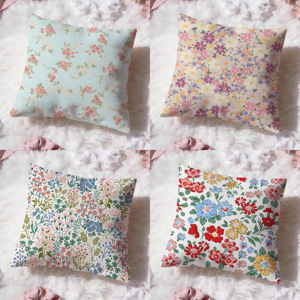 Solid Color Patchwork Floral Cushion Cover Premium Comfort Reversible Pillow Cove Two in One Design for Any Room Car Interior