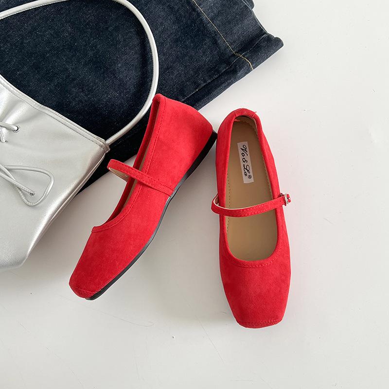 

Красные балетки на плоской подошве, маленькие, для беременных, весенние, нескользящие, одинарные туфли Мэри Джейн, трендовая ретро юбка 40 красный