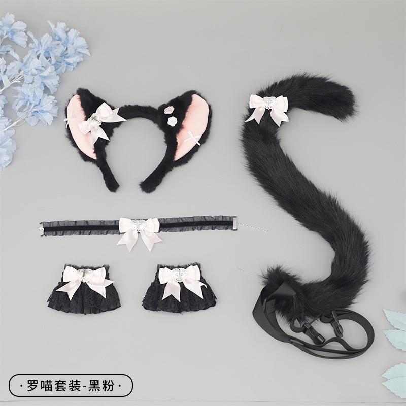 Cosplay Cat Ears Headband Cat Tail Accessories Handmade Cute Cat Girl Beast Ears Hair Accessories Beast Tail Accessories Set