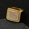 Men's Gold-Plated Diamond Square Ring, European & American Hip Hop Style, Personalized Trendy Titanium Steel Finger Ring