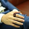 Black/Gold Plated Stainless Steel Men's Ring Square Red Zircon Stone Classic Signet Rings
