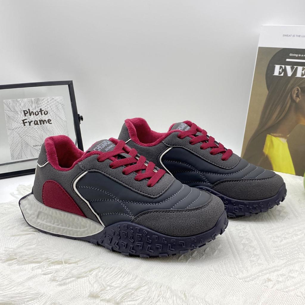 Color matching German training shoes women's 2025 new autumn and winter retro thick-soled velvet dad shoes women's sports Forrest Gump shoes women