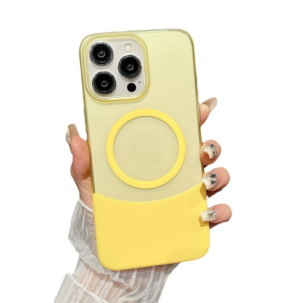 Applicable To IPhone16promax Frosted Magnetic Suction Phone Case Apple 15 Creative Top and Bottom Insert Two-in-one PC Case 14