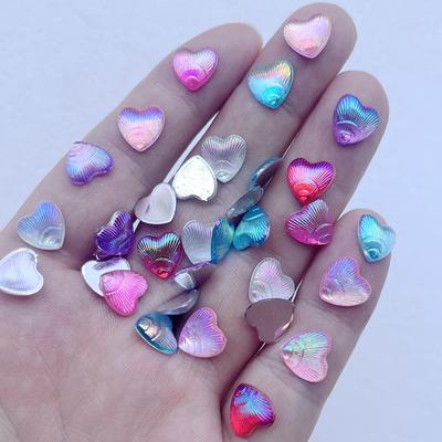 100 Stück gemischt 10 mm glänzende AB-Farben Herzen Acryl Strass Rückseite flache Dekoration Scrapbook DIY Schmuck Nagel Dekoration Strass