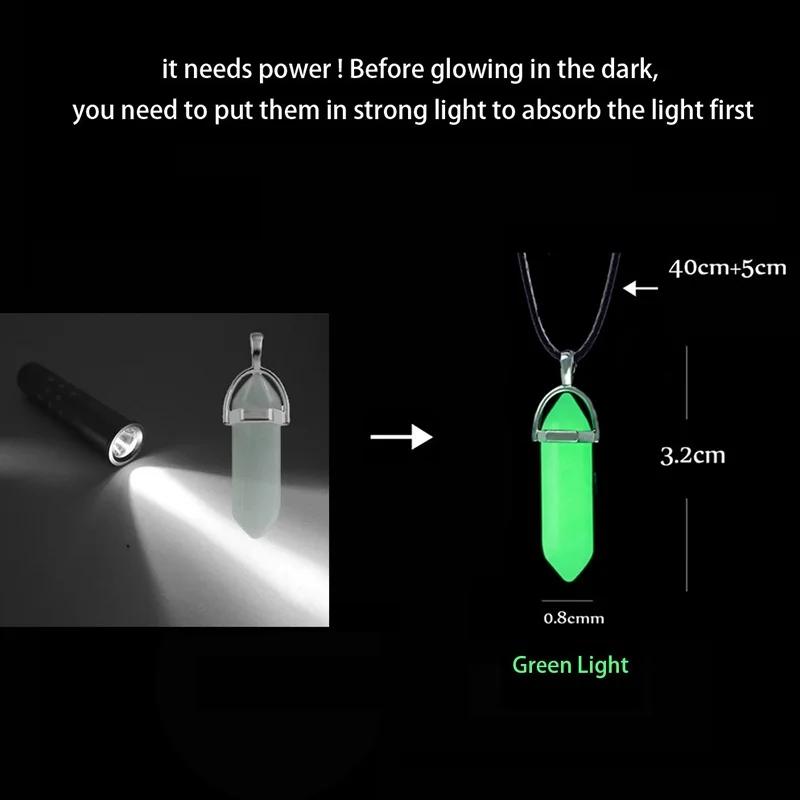 Halloween Noctilucent Glowing Necklace Bullet Hexagonal Column Luminous Necklace Night Fluorescence Glow In Dark Necklace