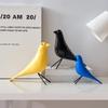 Wooden Colorful Bird Figurine Hand-painted Bird Statue Simulated Animal Sculpture Home Office Desktop Decoration