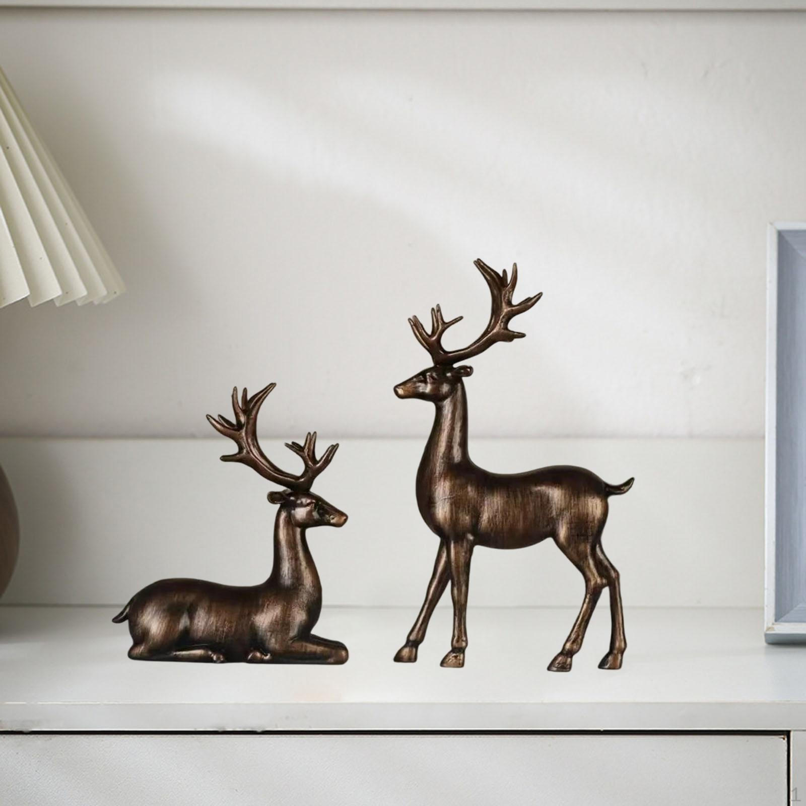

1 пара фигурок оленей, скульптуры животных, декоративное ремесло, скандинавские украшения, статуэтки лосей для бронзовый