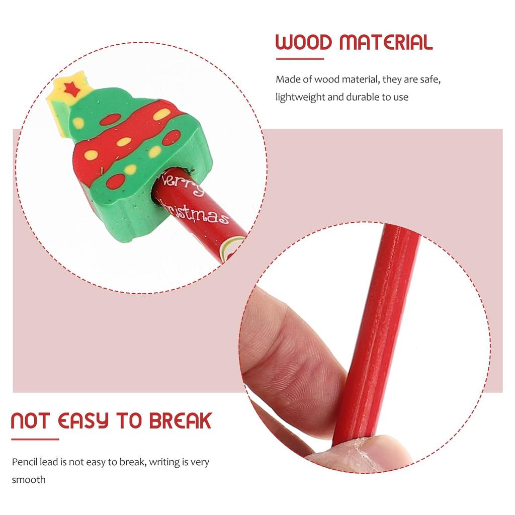 Lurrose 72pcs Wooden Pencils with Erasers for Kids Christmas Giveaways Student Stationery Colorful Short Pencils Learning Awards School Great Gifts