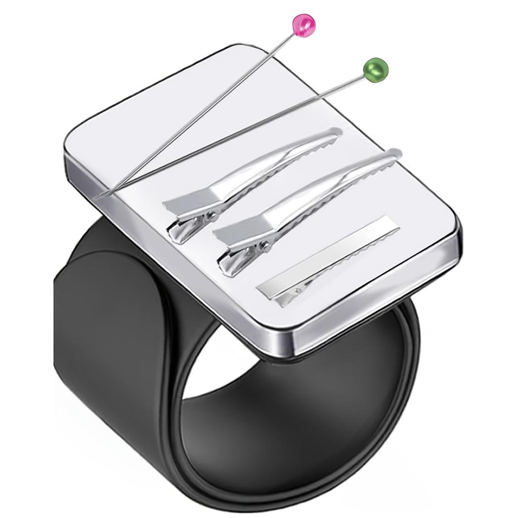 1pc Magnetic Pin Cushion Wristband, 3 Colors Wrist Sewing Pincushion Strap, Magnetic Pin Holder Wristband for Sewing Accessory Braiding Hair Styling