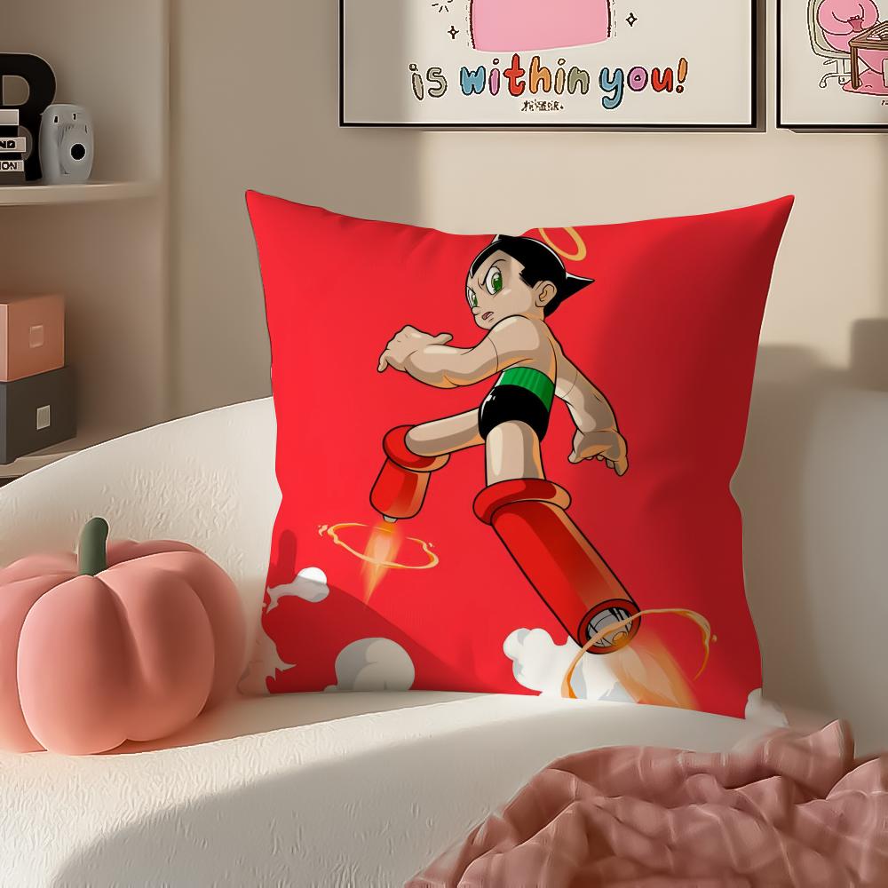 Classic Japanese Anime AAstroboy Cushion Cover Pillowcase Short Plush Invisible Zipper Room Sofa Cushion Cover