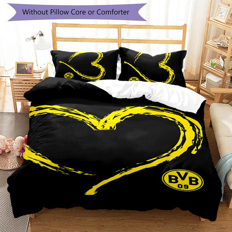 3pcs Borussia Dortmund Pattern Bedding Set Duvet Cover Set Includes Duvet Cover &pillowcases,perfect All Season Bedroom Decoration&gift