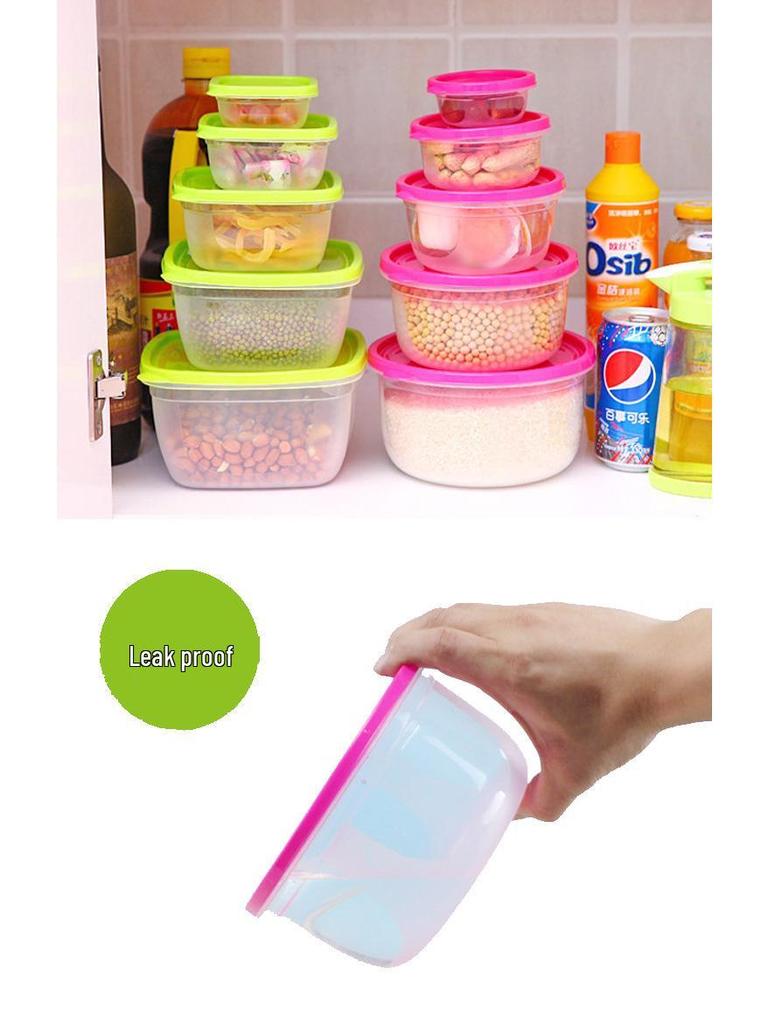 Square & Round Plastic Lunch Containers Set - Sealed, Compartmentalized, Freshness-Preserving Storage Boxes.