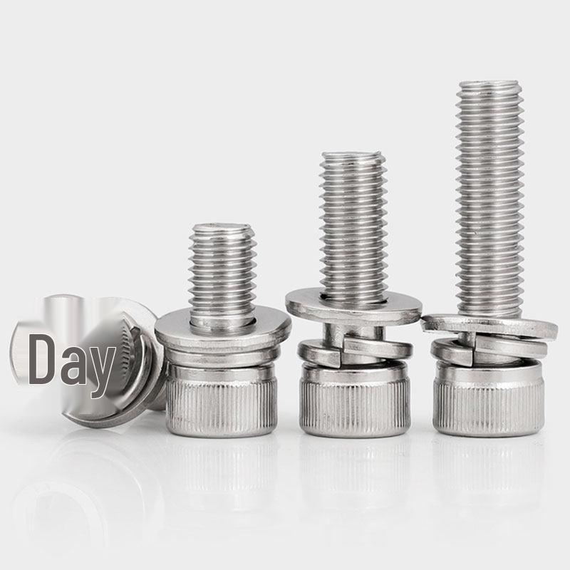 304 Stainless Steel Hex Socket Screw Bolt with Spring Washer (M4-M10) M3*14 (20 pcs)