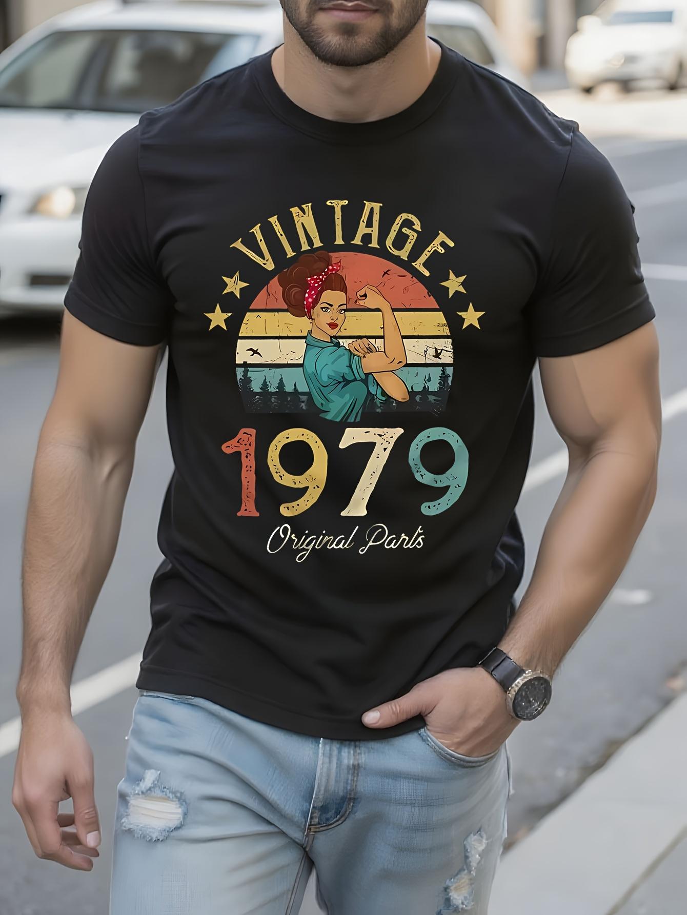 PlusLady Wo Vintage 1979 Graphic Cotton Tshirt Black Retr... S