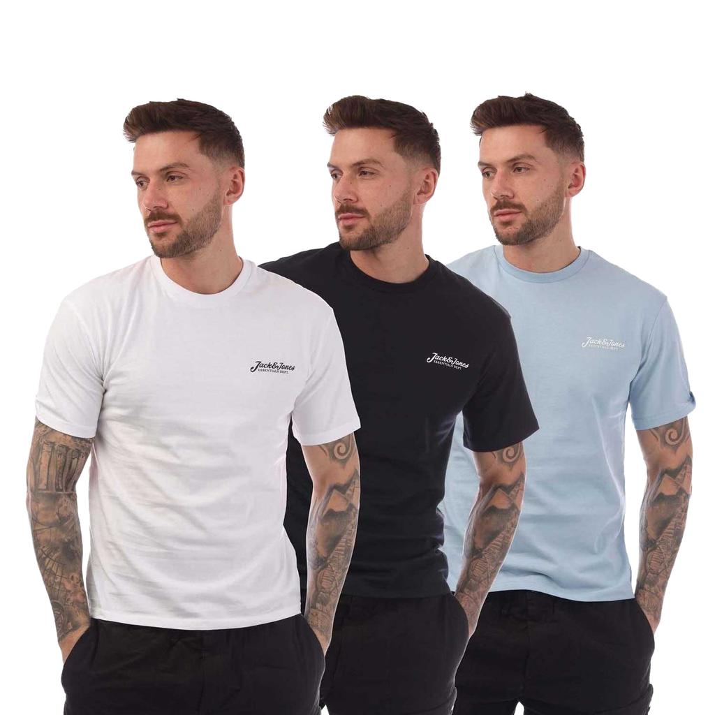 Jack And Jones Mens Beau Footprint T-Shirt (Pack of 3)