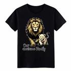 

Casual American Lion Our Awesome Family Graphic T-Shirt Unisex Animal Lover Tee 4XL