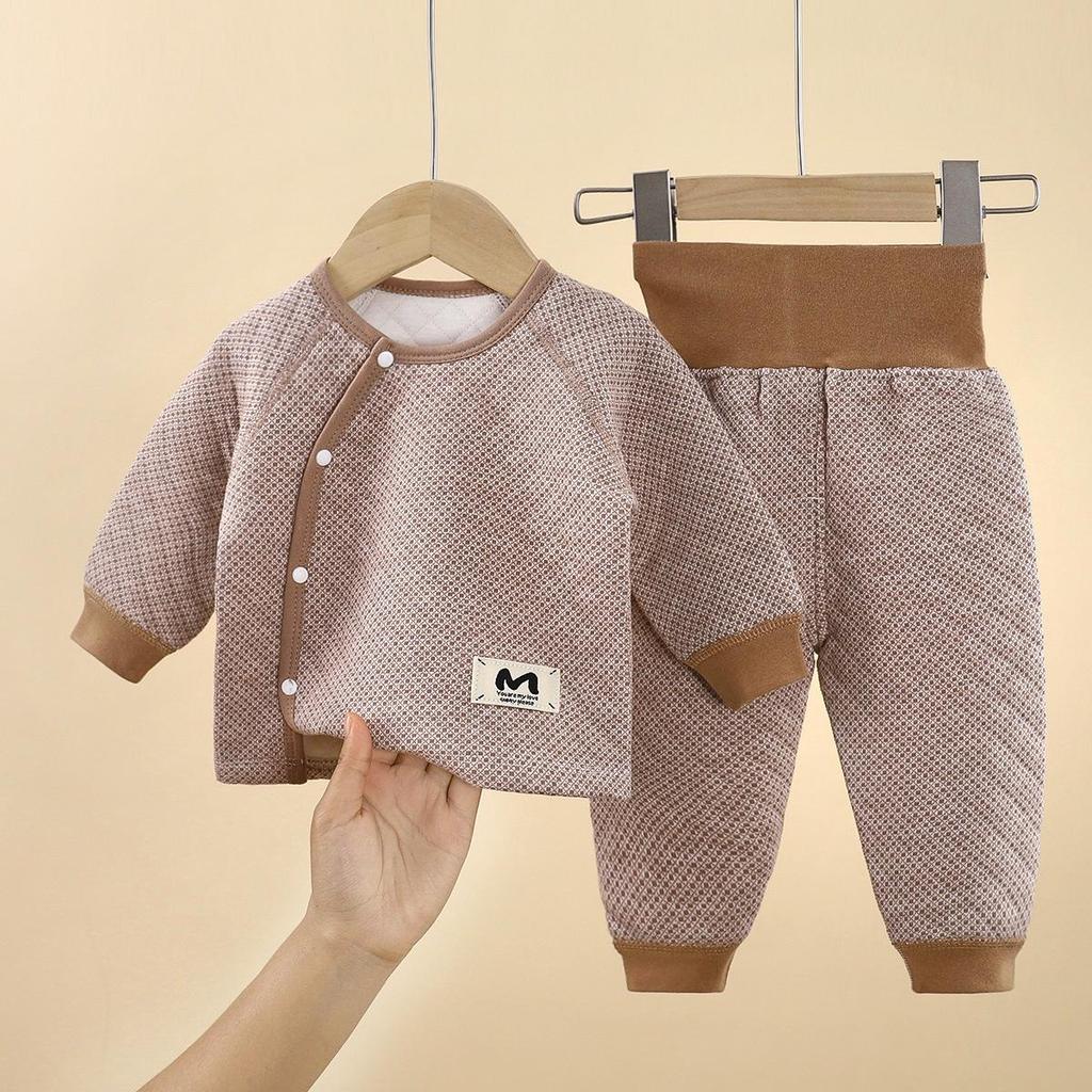 Kinder Gestepptes Baumwoll-Basisschicht-Set: Gemütliches Herbst- & Winter-Outfit für Säuglinge & Kleinkinder