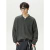 Cardigan Half-chain Lapel Sweater Men's Autumn and Winter Models Loose Texture Imitation Deer Plush Heavy Pullover Sweater Jacket