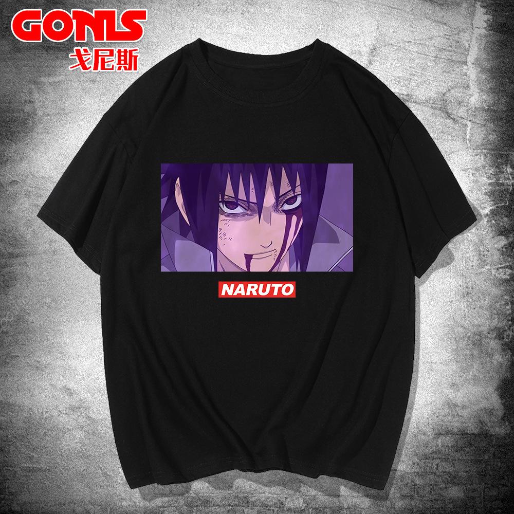Naruto Short-sleeved T-shirt Men's Japanese Animation Joint Trendy Brand Trend Loose Cotton Top Teen Half-sleeved