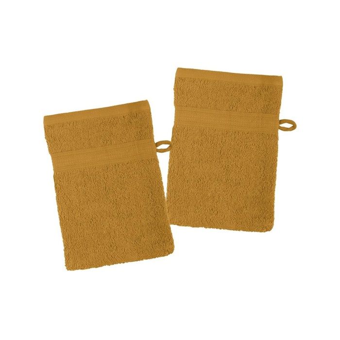 Gant de toilette - Laguna - Lot de 2 - 15 x 21 cm - Coton GOTS curry