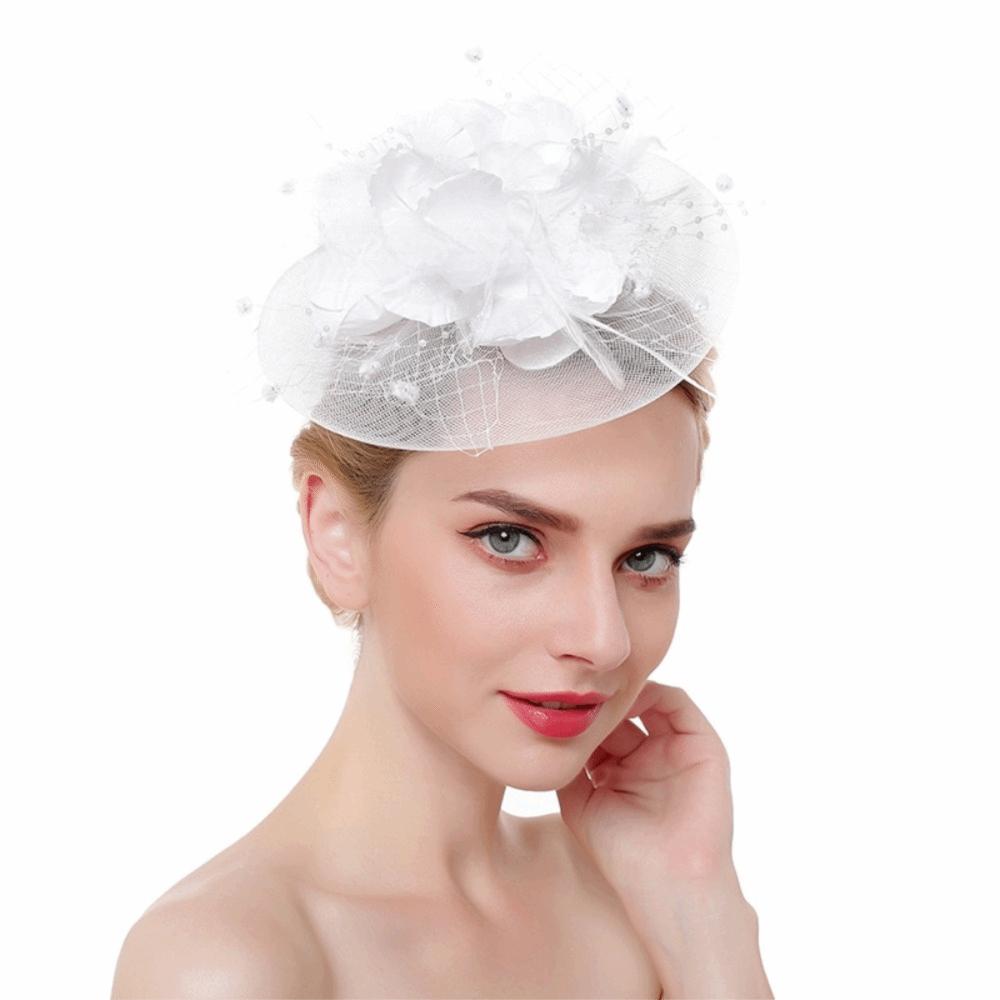Feathers Mesh Fascinator Hat Elegant Bride Headdress Fashion Veil Hat Headwear  Wedding