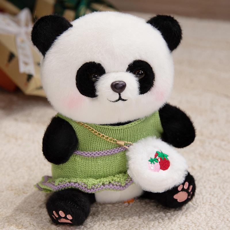 Cute Cute Dressed Panda Doll Plush Toy Black And White Panda Doll Children Accompany Soothing Doll