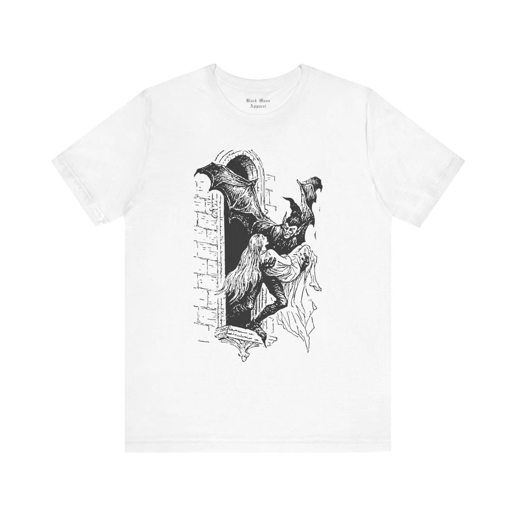 Retro Dracula Gothic Shirt Vampire T-shirt Creepy Art Gothic T-shirt Retro Unisex Jersey Short Sleeved T-shirt Men Clothing