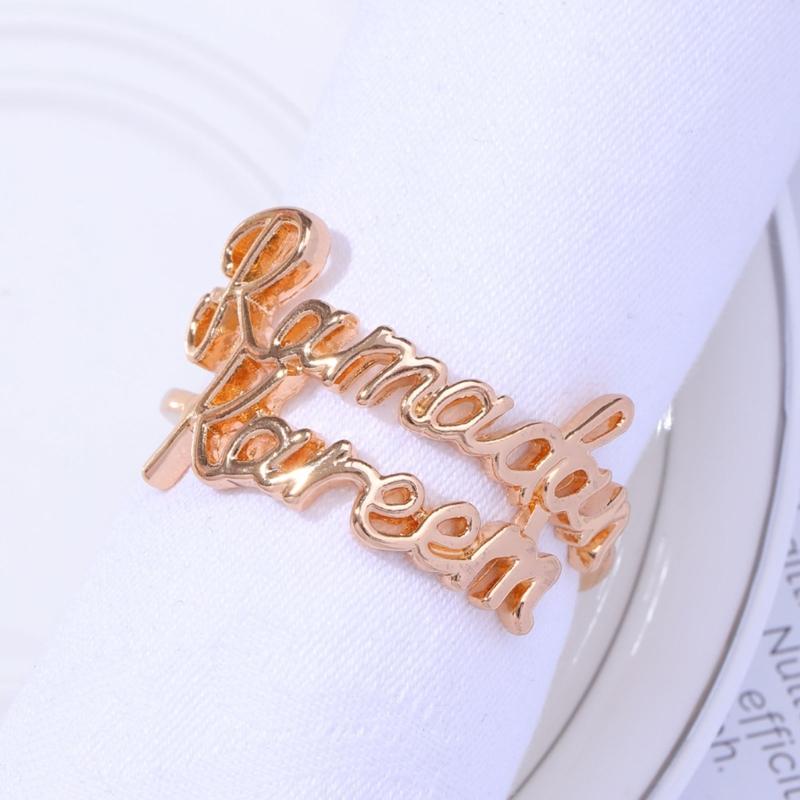 Pack of 6 Exquisite Napkin Rings Ramadans Kareem Napkins Holder Islamic Napkin Buckles for Home Dining and Parties