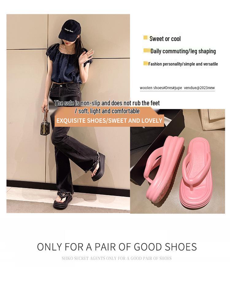 Women's EVA Odor-Resistant Non-Slip Thick-Soled Flip-Flops for Summer Beach