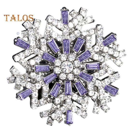 

Брошь-булавка в форме снежинки, блестящие стразы, значок с вращающимся внешним слоем, многослойный дизайн, нагрудный значок фиолетовый