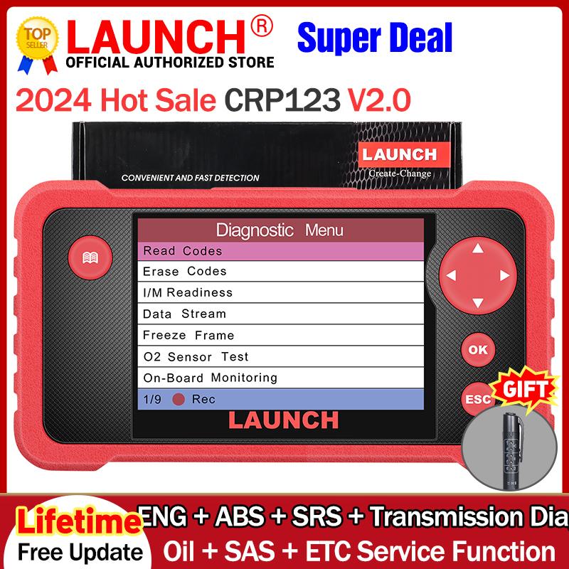 Launch creader CRP123 V2.0 Engine Transmission SRS ABS Car Diagnostic Tools Oil SAS ETC Service OBD2 Scanner Lifetim Free Update