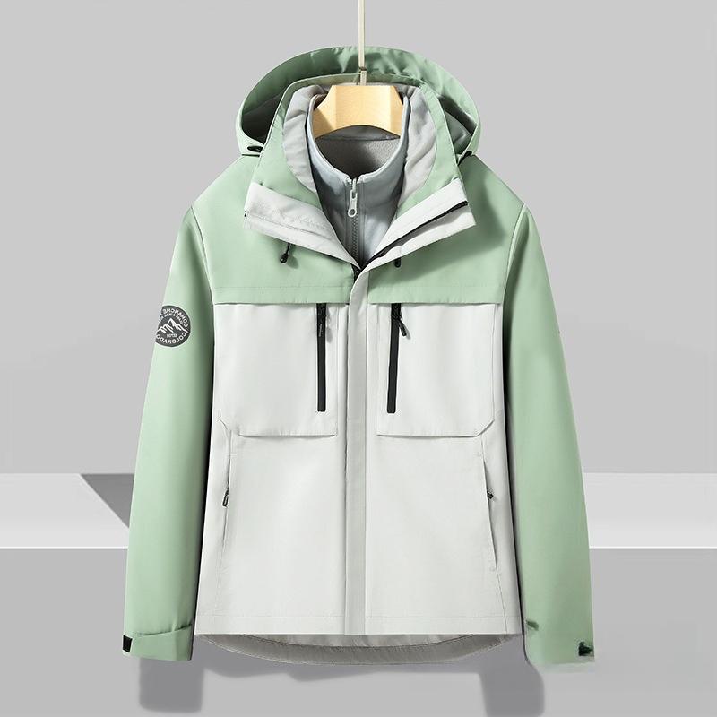 Autumn and winter new men's and women's jackets couple's three-in-one detachable hooded sports and leisure