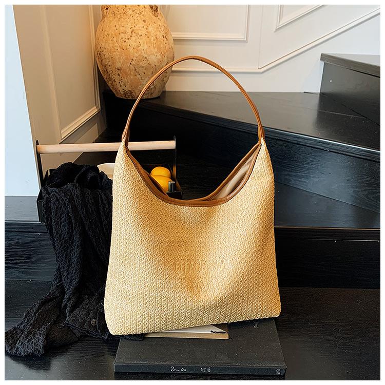 Large capacity woven straw bag women's summer new versatile shoulder underarm seaside vacation beach bag