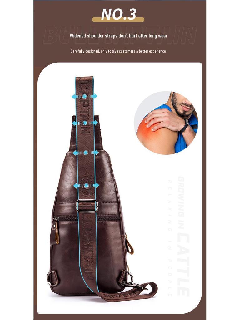 Cow Captain Premium Leder Herren Umhänge-Brusttasche für Tablets und Telefone