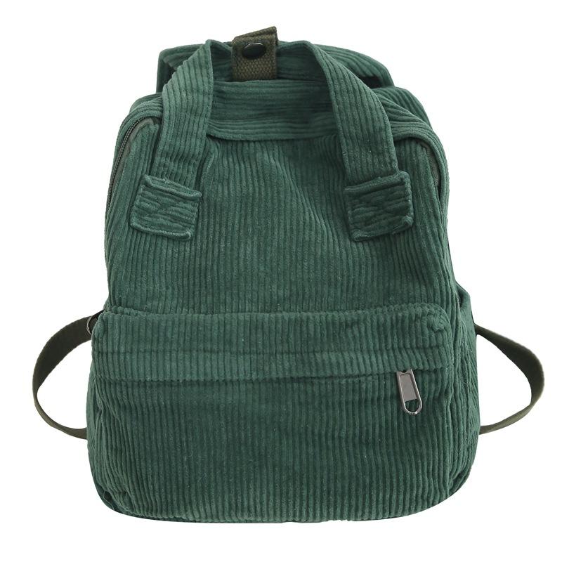 

Женская маленькая сумка, японский однотонный вельветовый школьный рюкзак, студенческий рюкзак зелёный