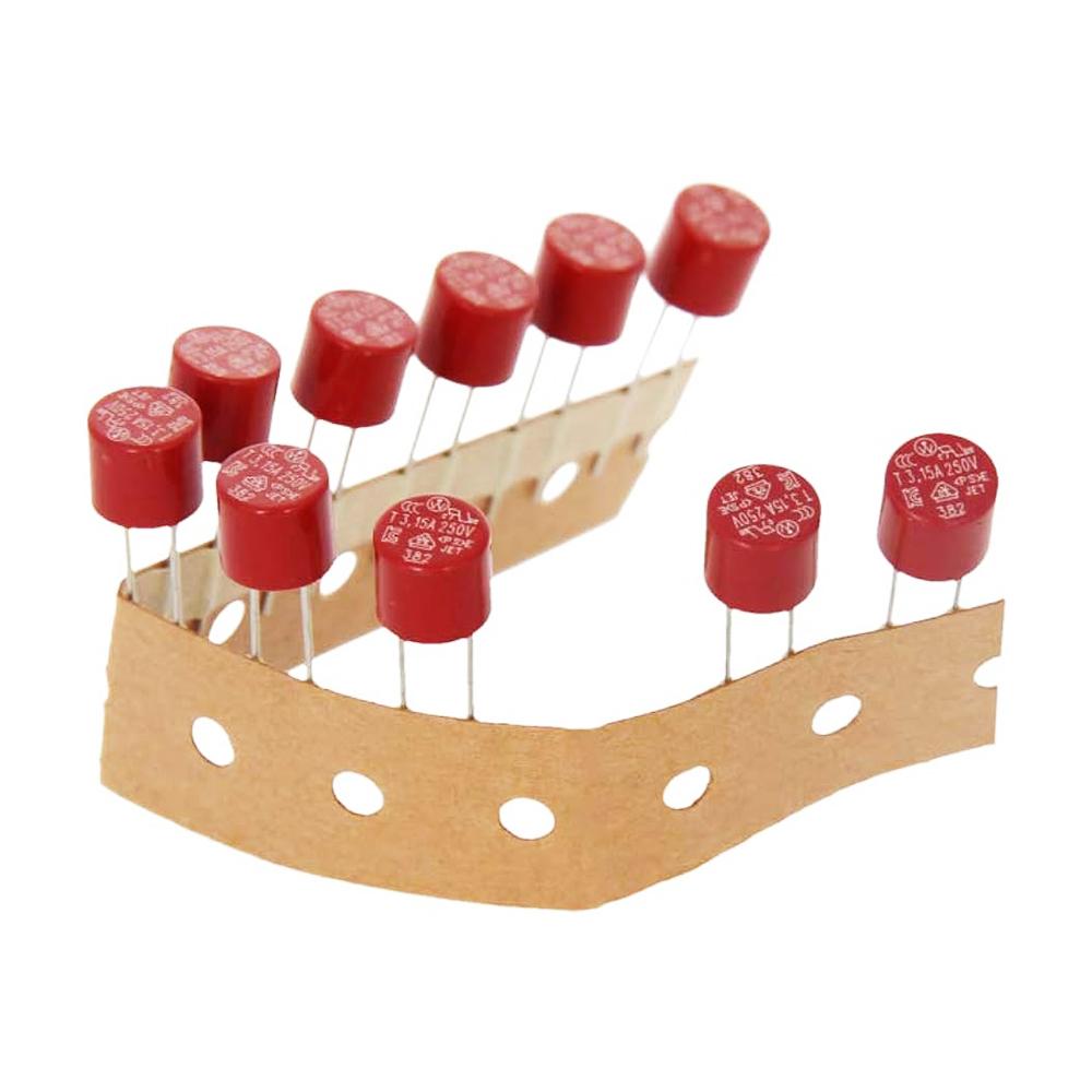 Sourcing Map 20pc Montés DIP Lente Cylindre Miniature Micro Fusible T5A 5A 250V Rouge