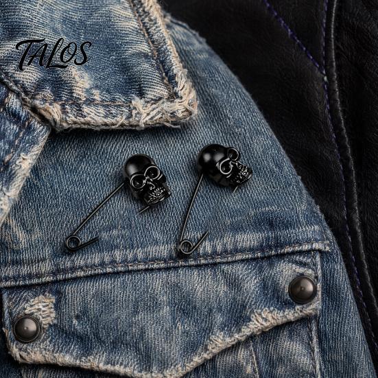 Broche Épingle de Sûreté Crâne, Broche avec Design de Serrure, Sculpture 3D pour Femmes Accessoire Punk Halloween pour Vestes revers Sacs à Dos Cadeau Hommes