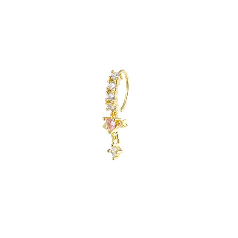 1Pc Inlaid With Stone Nose Ring Adjustable Piercing Nose Ring Cartilage Ring Jewelry