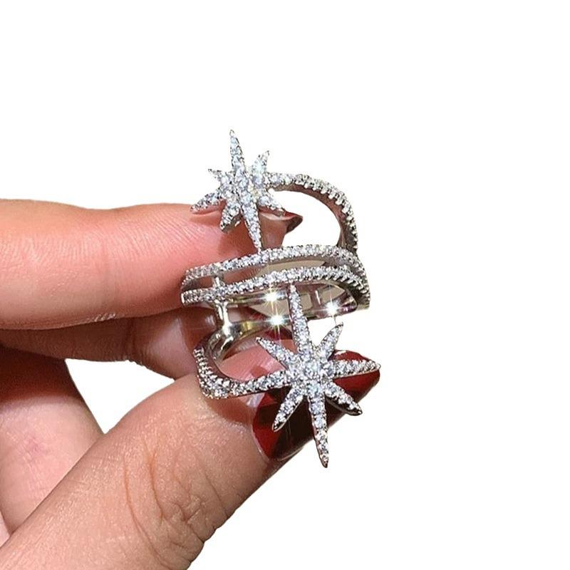 Light Luxury Niche Ring, Personalized Micro-Star Ring, Multi-Layer Surrounding Geometric Exquisite Jewelry