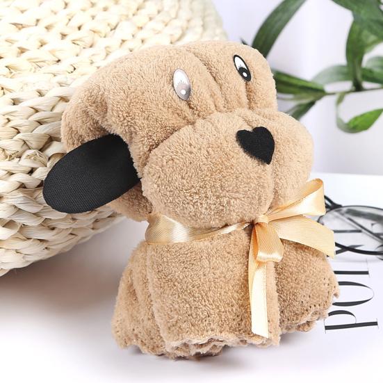 Hair Drying Towel Fluffy Reusable Puppy Shape Lovely Cartoon Coral Fleece Towel Wedding
