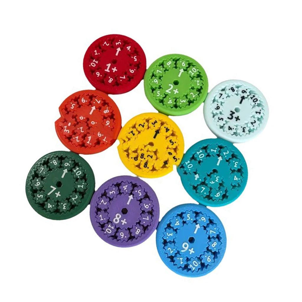 9Pcs Math Facts Fidget Educational Learning Rotary Toy Whirligig for Kids Chat Game Addition
