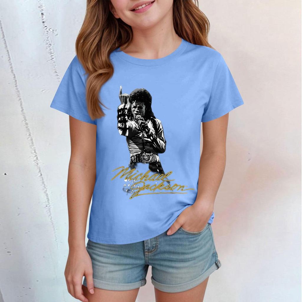 Kinder Print Rundhals Kurzarm Freizeit T-Shirt