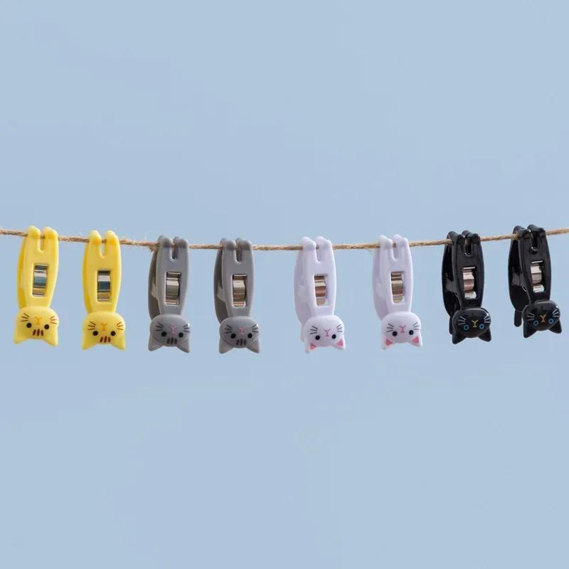 6 /Bag Cartoon Cute Cat Clip Food Seal Clip Note Memo Clip Multi-functional Compact Clothpin For Portable Snack Storage Bag Clip